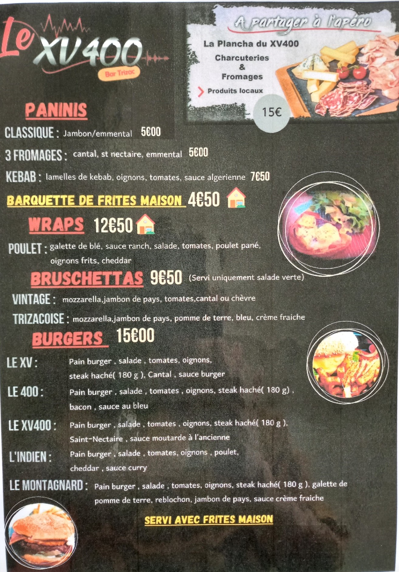 Carte de restaurant page 1